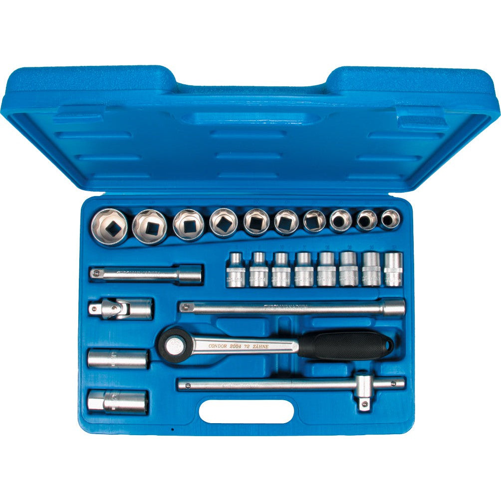 1/2"-Antrieb Steckschlüssel-Set Steckschlüssel-Garnitur 6-kant CV-Stahl 25-tlg