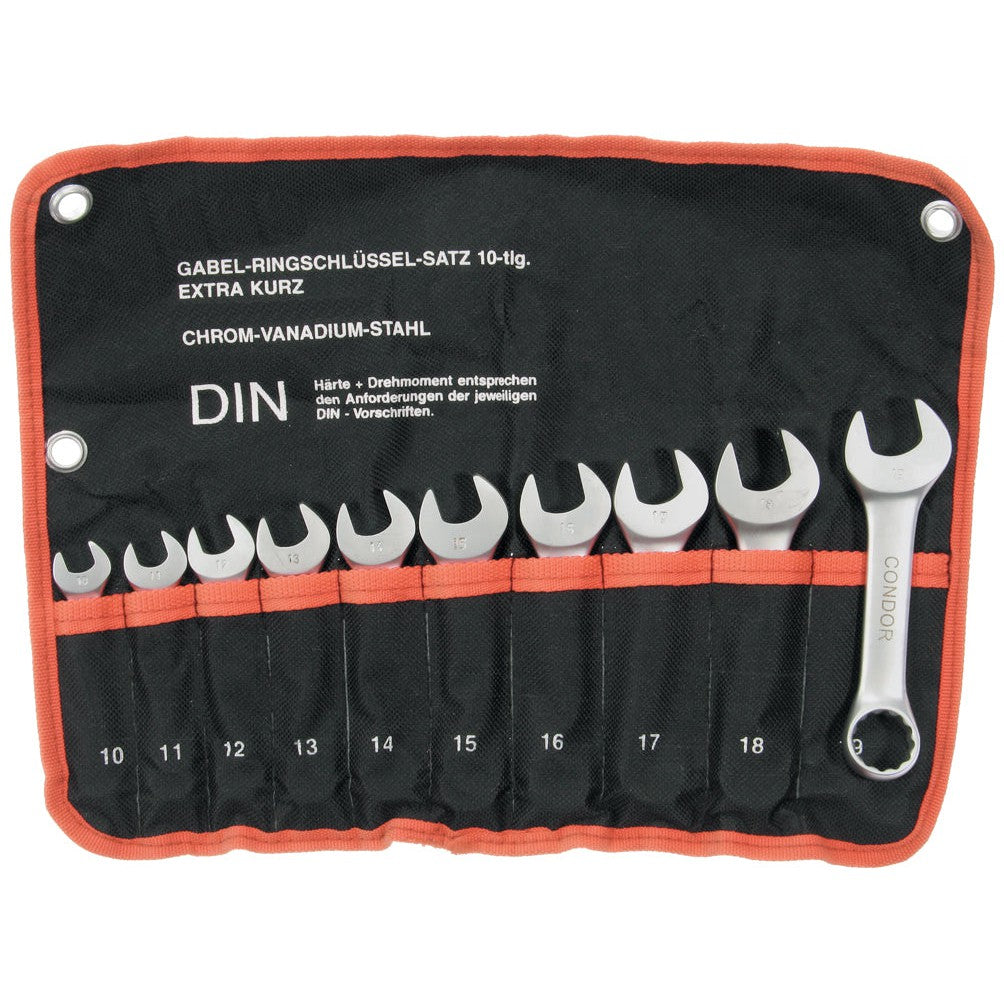 Gabel Ringschlüssel Satz extra kurz 10 tgl. 10 mm bis 19 mm CV-Stahl