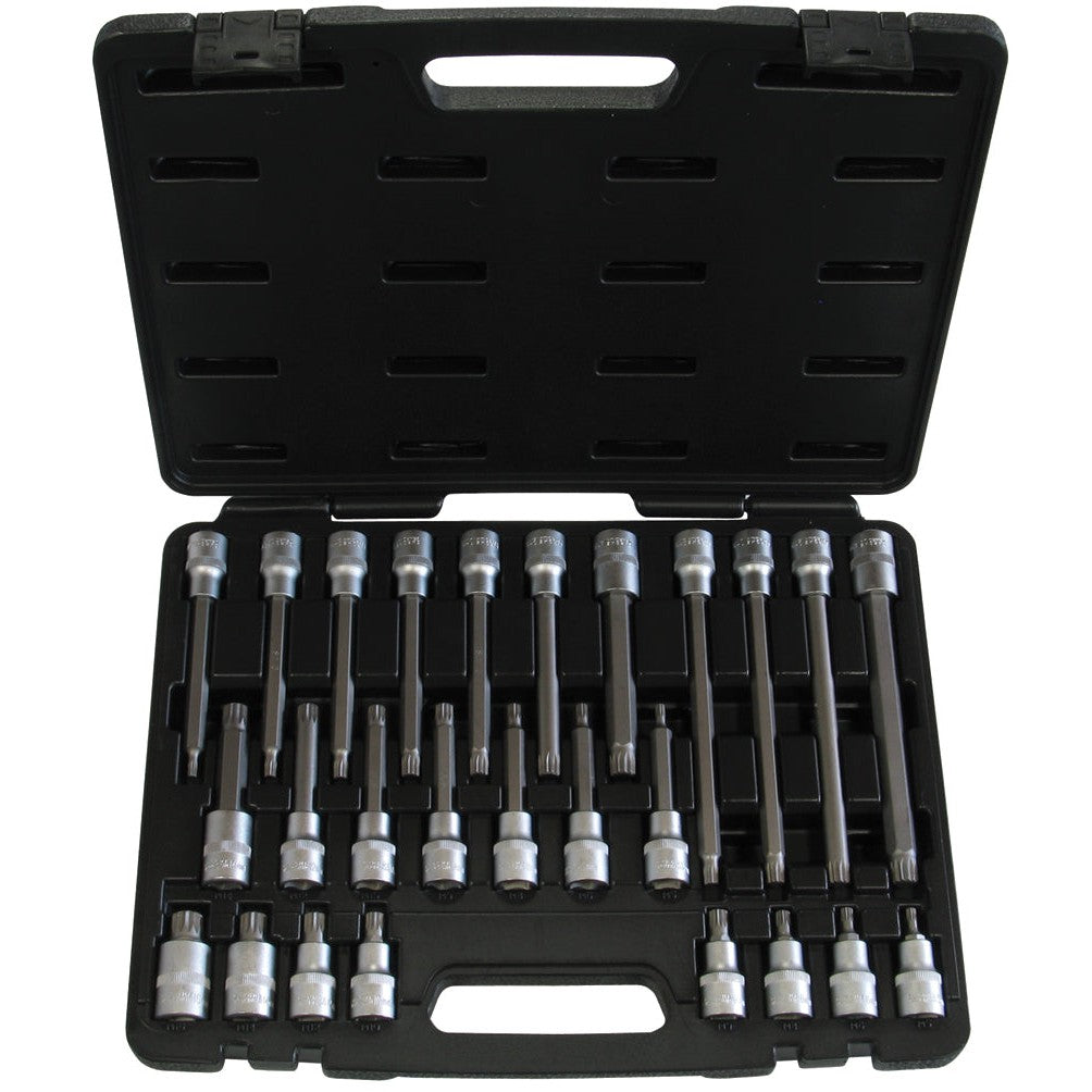 Schraubendreher-Einsätze Steckschlüssel Vielzahn 1/2"-Antrieb 26-tlg M5-M16
