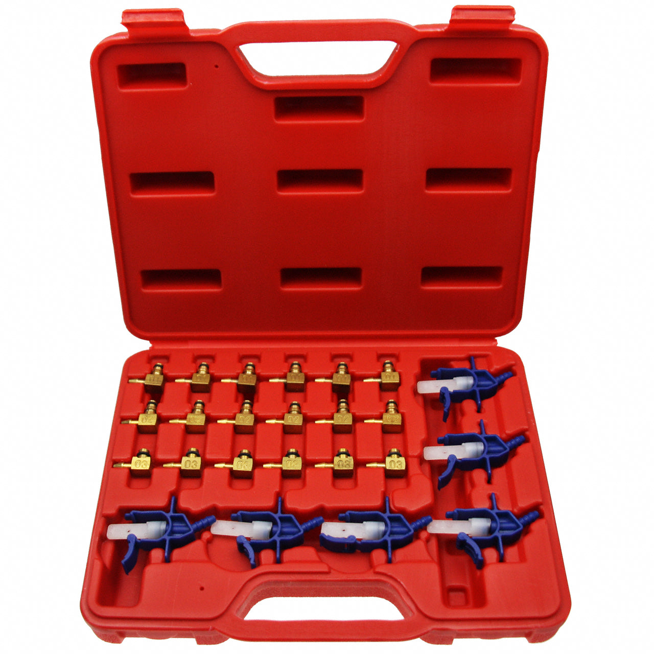 24 x Adapter Satz Rücklaufmengen Prüfgerät Common Rail CDI Einspritzdüsen