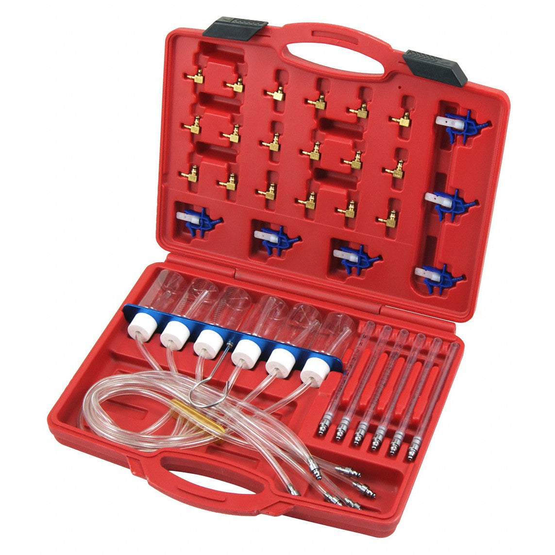 Rücklaufmengen Prüfgerät für Common Rail CDI Einspritzdüsen inkl. 24 x Adapter