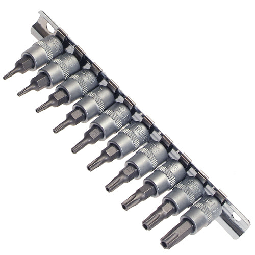 Schraubendreher-Einsätze Sicherheits-Bit mit Stirnloch T-Profil 1/4"-Ant 10-tlg