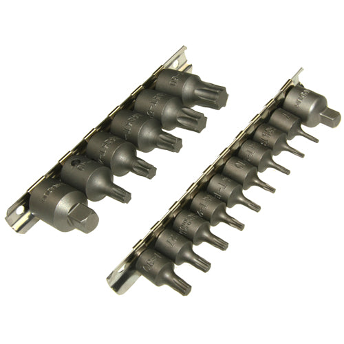 Schraubendreher-Einsätze Steckschlüsseleinsatz Torx T-Profil 1/4 3/8 16-tlg.