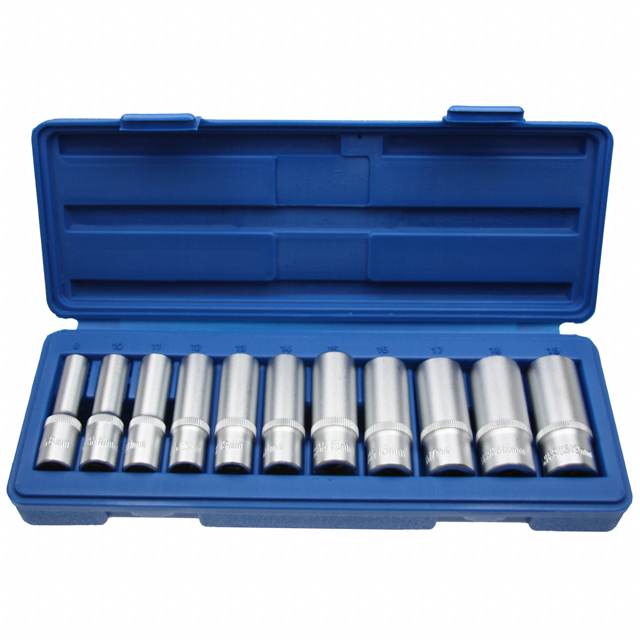 Lange Steckschlüsseleinsätze Nusskasten Stecknuss 3/8" Nuss 8 - 19 mm 11 tlg.