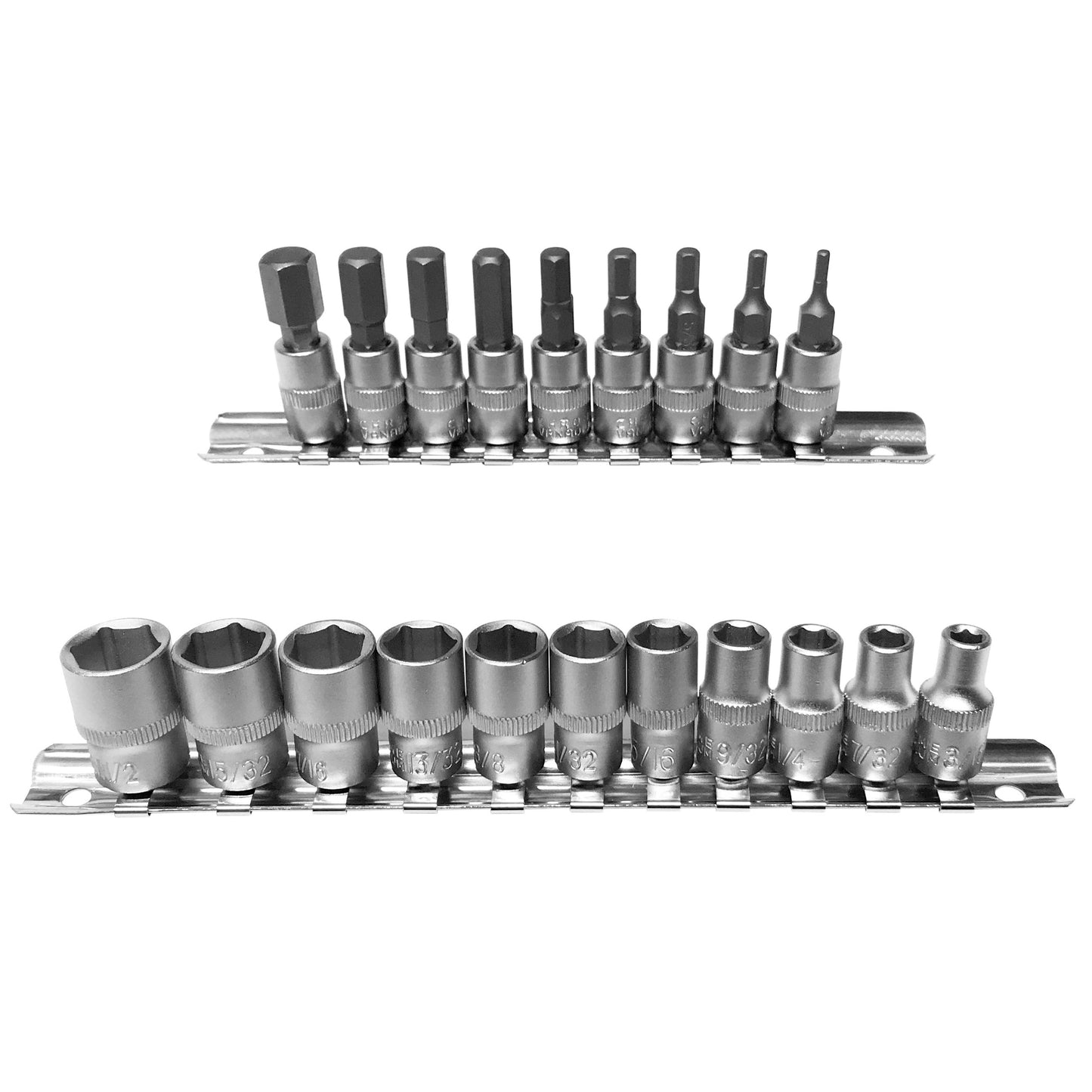 20 x Steckschlüssel-Einsätze Nuss Innensechskant SAE ZOLL ZÖLLIG 1/4"-Antrieb