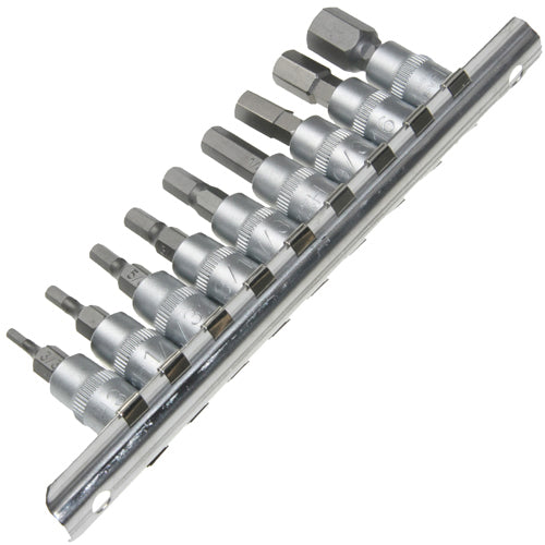 9 x Bit Steckschlüssel-Einsätze Einsatz Nuss ZÖLLIG ZOLL SAE 1/4" Innensechskant