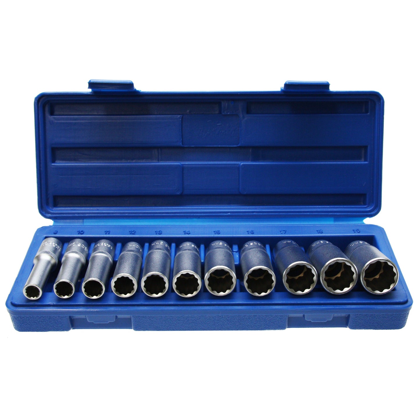 Lange 12-kant VIELZAHN Steckschlüsseleinsätze Stecknuss 3/8" 8-19 mm 11-tlg.