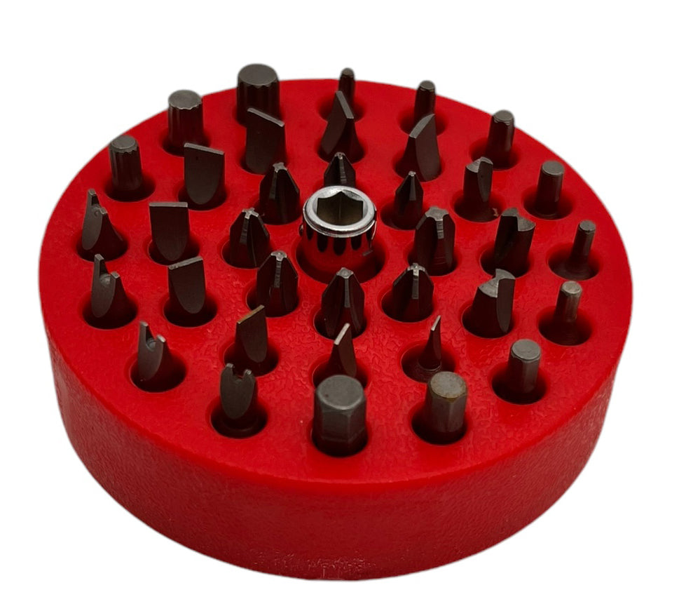 Runder Magnethalter für 1/4" Bits – Bit-Set Organizer für 36 Bits & 1 Adapter