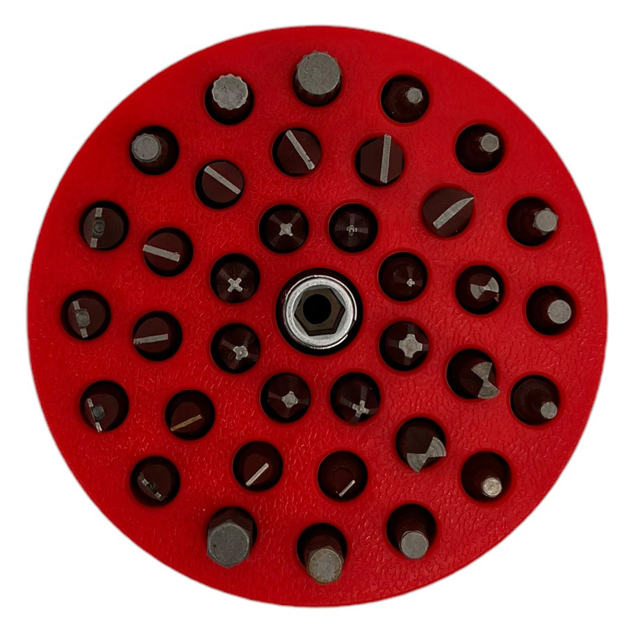 Runder Magnethalter für 1/4" Bits – Bit-Set Organizer für 36 Bits & 1 Adapter