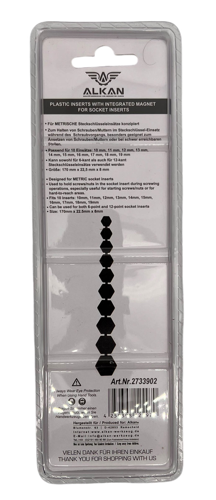 Kunststoff-Einsätze mit Magnet für 10 Steckschlüsseleinsätze, 10–19 mm (ROT)