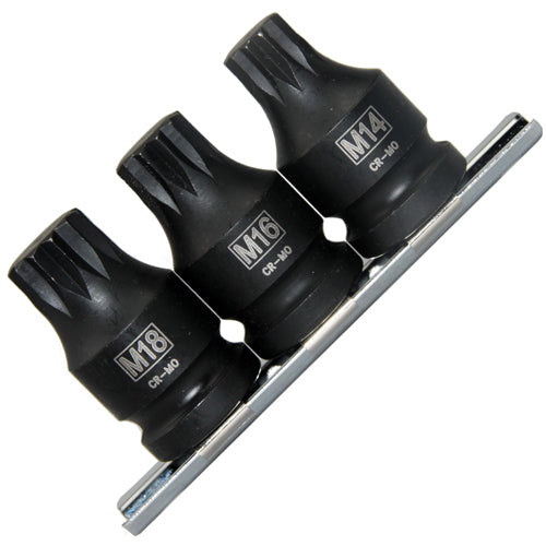 3 Kraft IMPACT Bit Steckschlüsselsatz Nuss 12-kant VIELZAHN XZN M14 M16 M18 KURZ