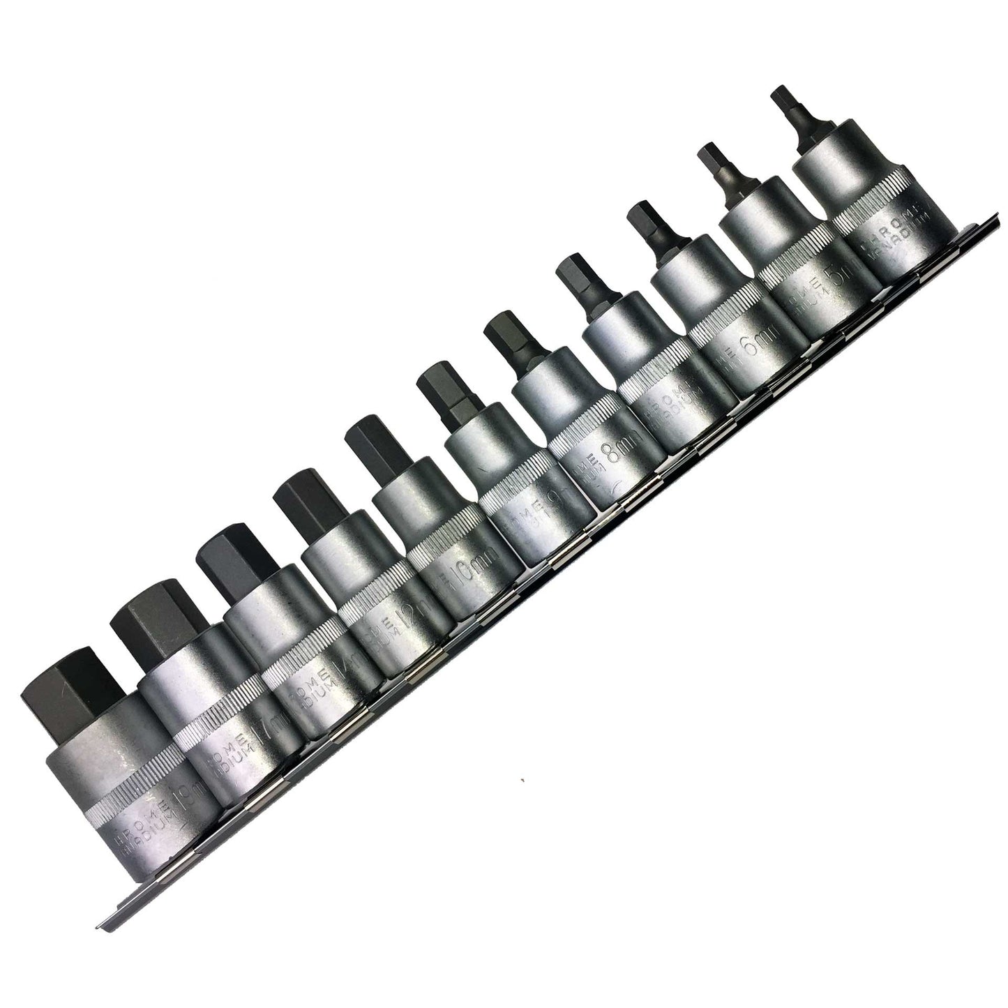11 x Kraft Schraubendrehereinsatz Innensechskant 4-19 mm 1/2"-Antrieb Cr-V Stahl