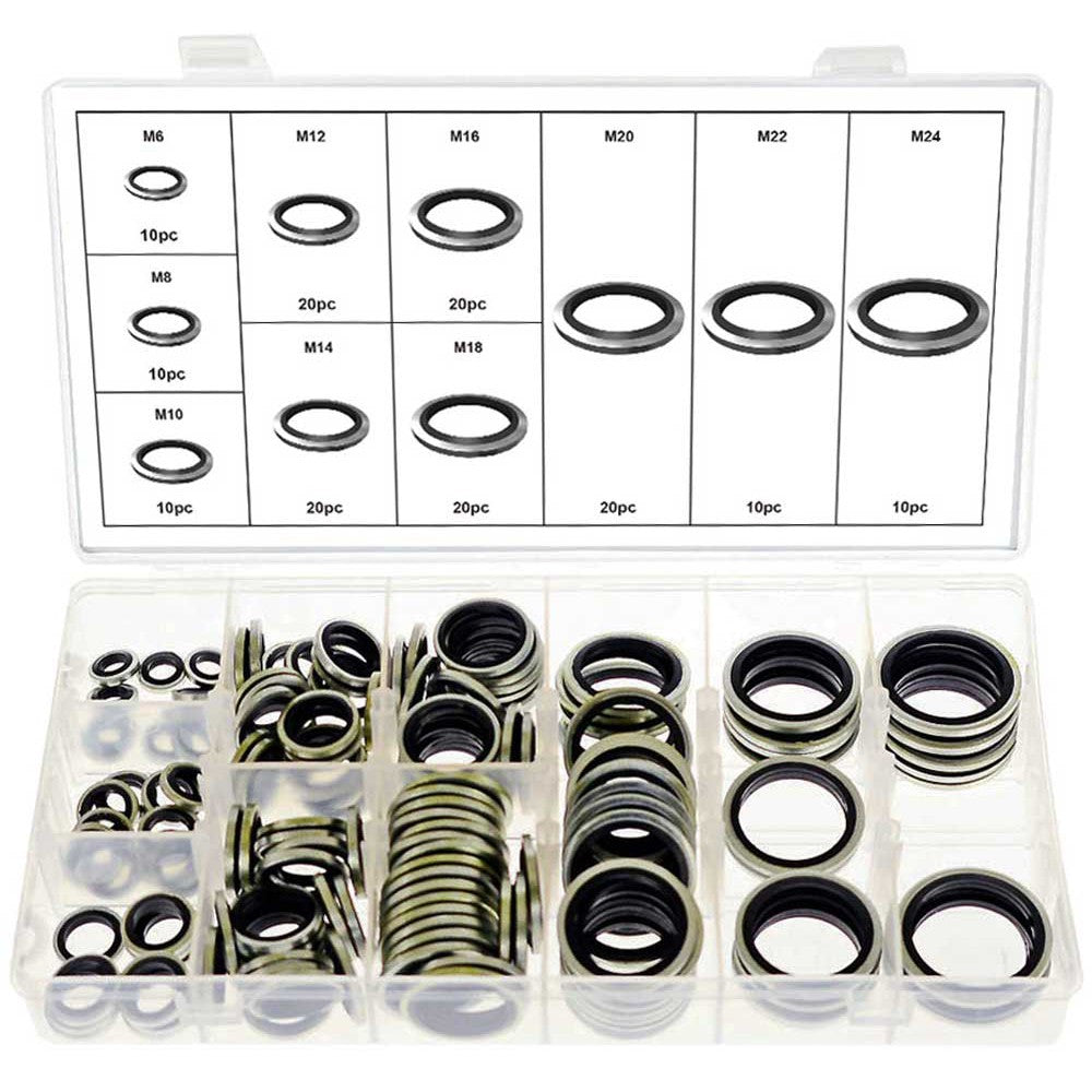 O-Ring Dichtung M6-M24 Temperaturständig Ölablassschrauben Bonded Seals 150-tlg.