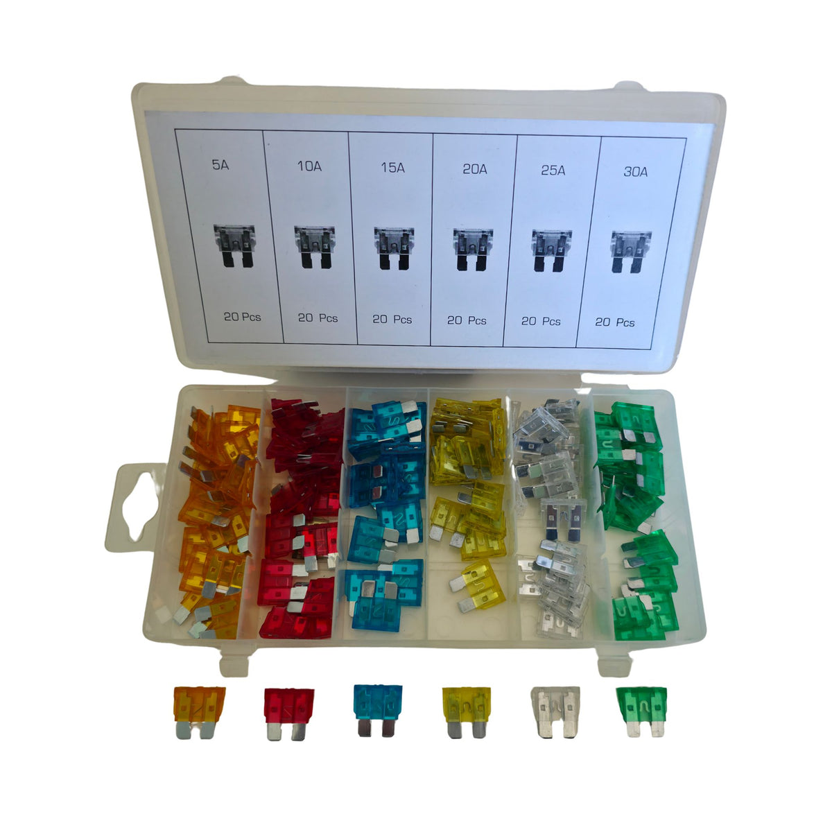 KFZ-Sicherungen Sortiment 120-tlg. Standard 19 mm, 3–30 A | Alkan