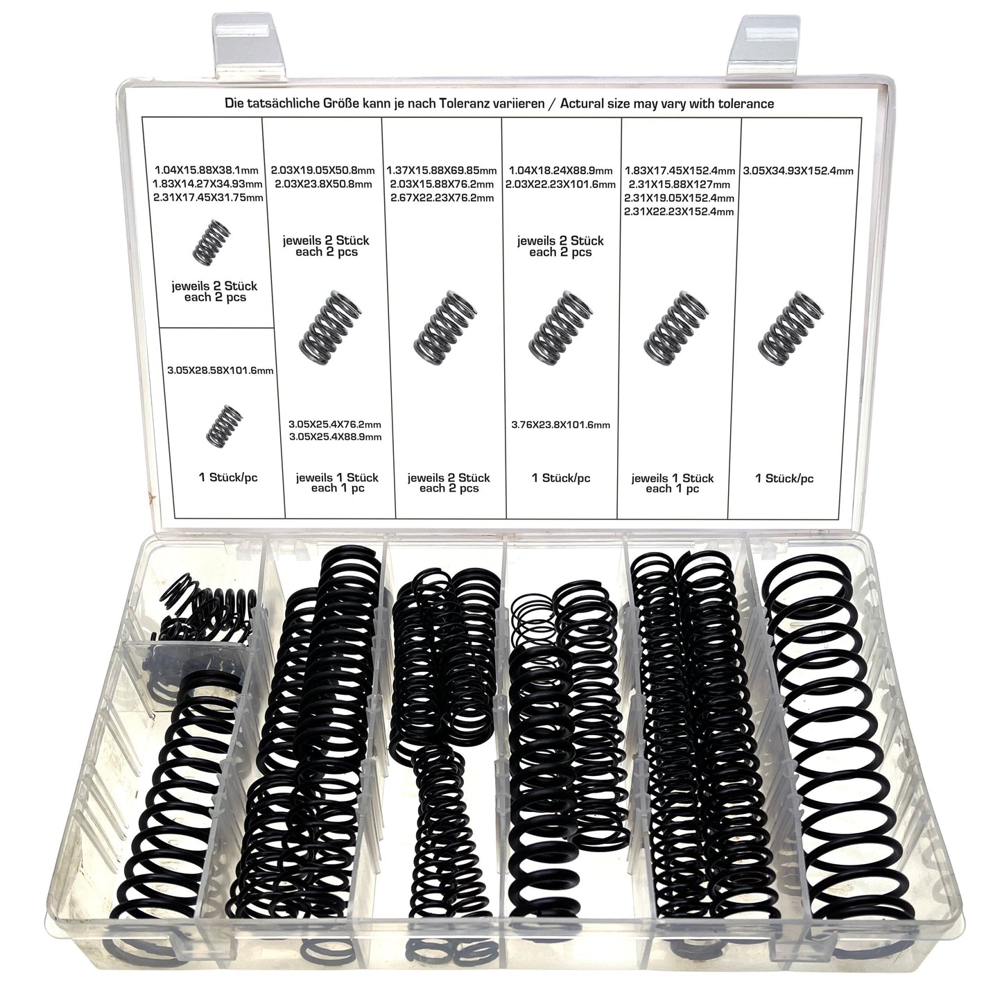 Grosses Druckfeder Sortiment Spiralfedern Stahlfeder Metallfeder SCHWARZ 29-tlg.