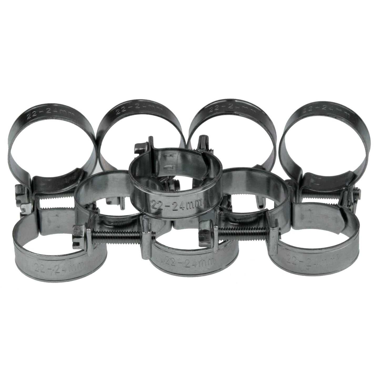 10 x Mini Schlauchklemmen-Sortiment Rundziehende Schlauchschellen Satz 22-24 mm