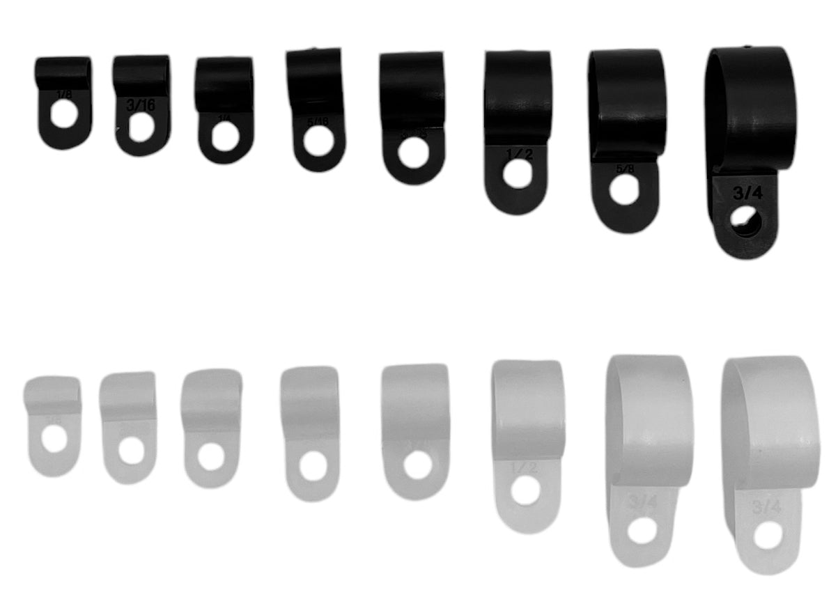 R-Typ Kabelklemmen Set, 460-tlg, Nylon, Weiß / Schwarz, 8 Größen 0,3-1,9 cm