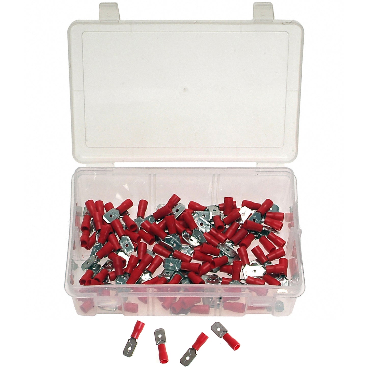 100 x Kabelschuhe Presskabelschuhe Sortiment TYP FLACHSTECKER ROT 0,5-1,5 mm²
