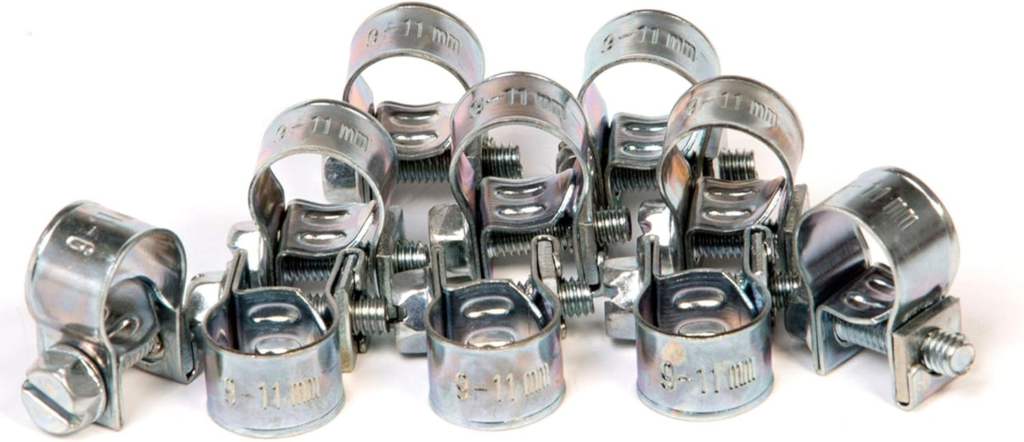 10-50-100x Mini Schlauchklemmen-Sortiment Rundziehende Schlauchschellen Satz 7 - 24 mm