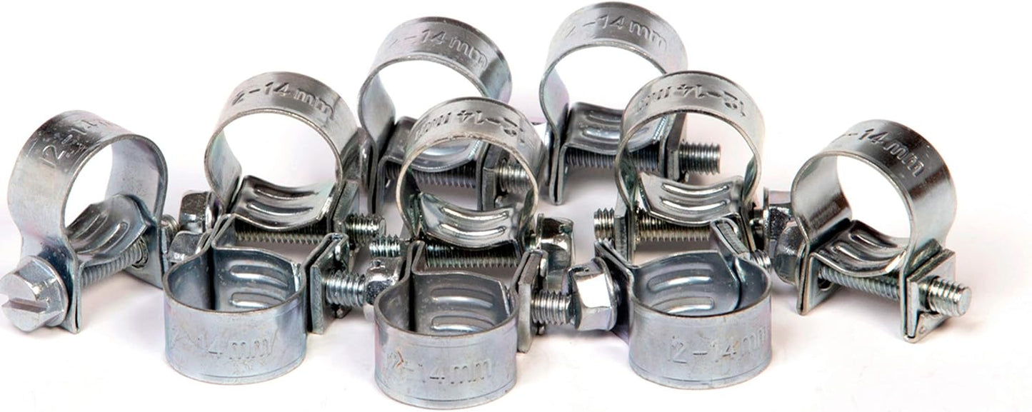 10-50-100x Mini Schlauchklemmen-Sortiment Rundziehende Schlauchschellen Satz 7 - 24 mm