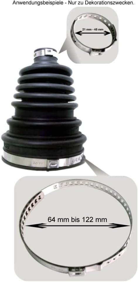 Schlauchschellen 1-Ohr Schlauchklemmen Set EDELSTAHL (VA2) 21-45mm 64-122mm