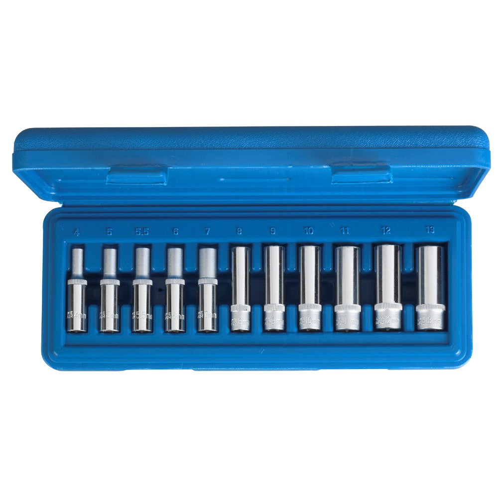 1/4"-Antrieb Steckschlüssel-Einsätze tiefe (lange) Ausführung 11-tlg.  4-13 mm 