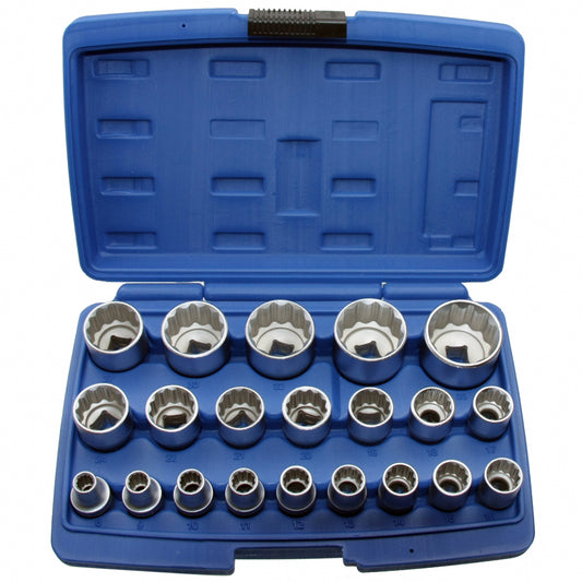 VIELZAHN Steckschlüssel-Einsatz 12-kant 1/2" Nuss 8-36mm Stecknuss Satz 21-tlg.
