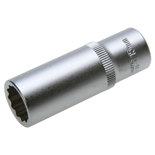 15 mm Lange VIELZAHN Steckschlüssel-Einsatz Stecknuss 12-kant Nuss 3/8"-Antrieb