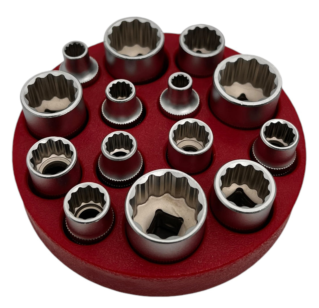 3/8" Runder Magnethalter für 14 Stecknüsse – Werkzeug-Organizer aus Kunststoff