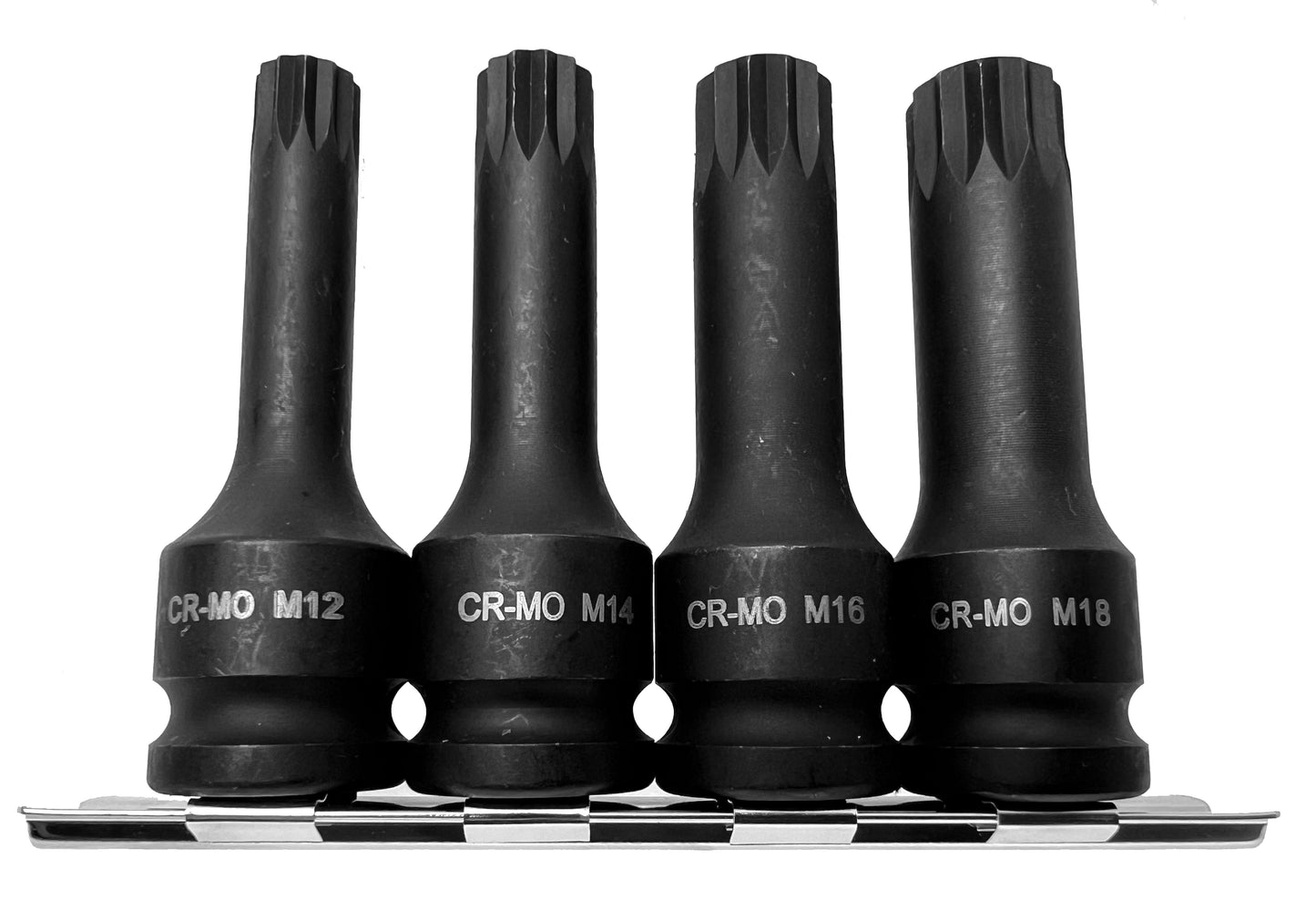 4 x LANGE Kraft IMPACT Steckschlüsseleinsätze 12-kant VIELZAHN M12 M14 M16 M18