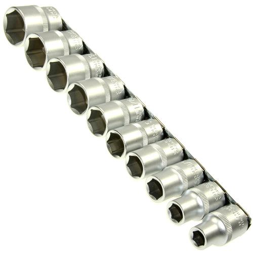 10 x Steckschlüssel-Einsätze Nuss mit ZOLL SAE  1/2"-Antrieb auf Steckleiste