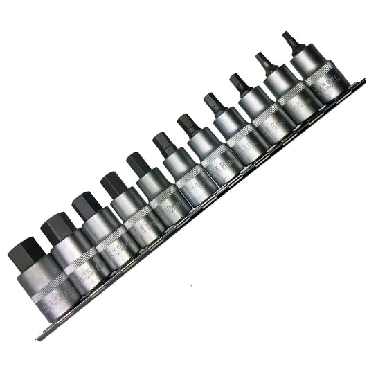 11 x Kraft Schraubendrehereinsatz Innensechskant 4-19 mm 1/2"-Antrieb Cr-V Stahl
