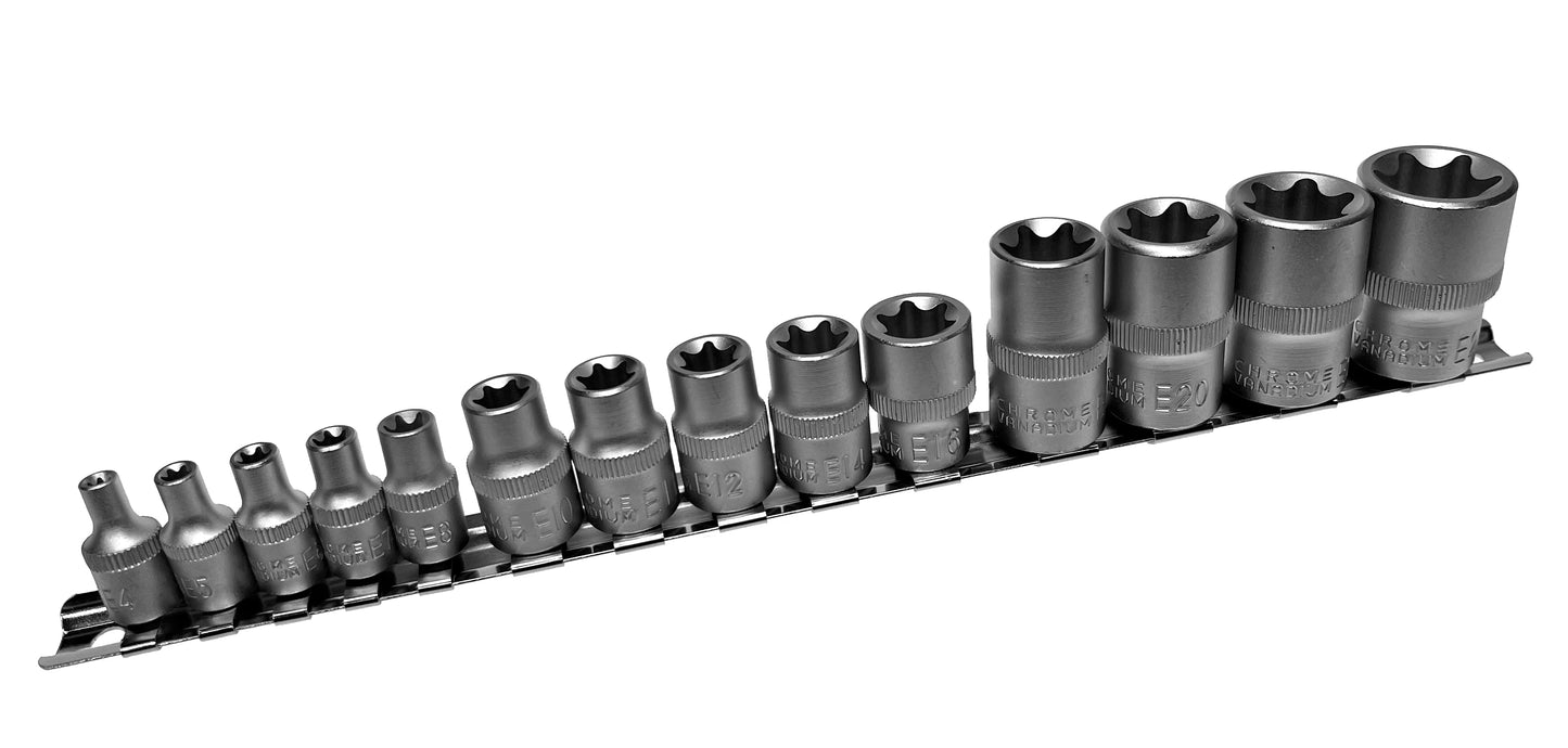 14 x Einsätze für aussen TORX Nuss E-PROFIL 1/4" 3/8" 1/2" Antrieb E4-E24 Cr-V