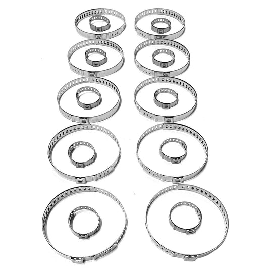 Schlauchschellen 1-Ohr Schlauchklemmen Set EDELSTAHL (VA2) 21-45mm  64-122mm