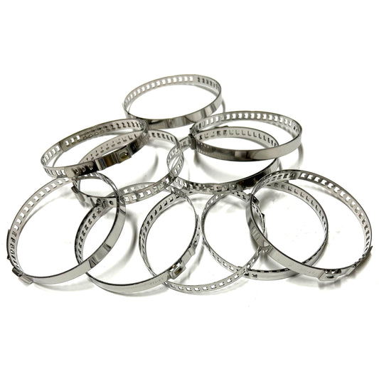 10 x Schlauchschellen 1-OHR Schlauchklemmen EDELSTAHL VA2 VERSTELBAR 64-122 mm