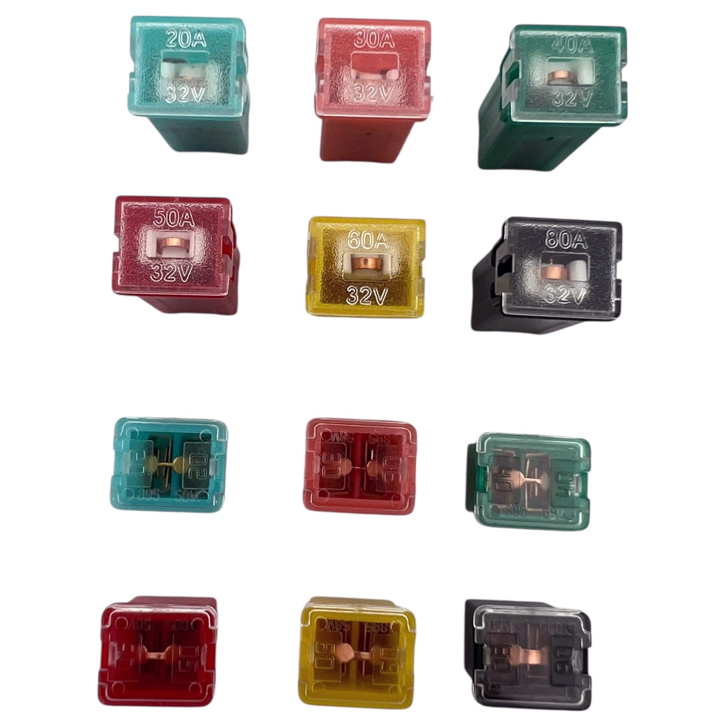 JCase Blocksicherungen Set 36-tlg. | 20A-80A kurz / lang KFZ Sicherungen 12V-24V