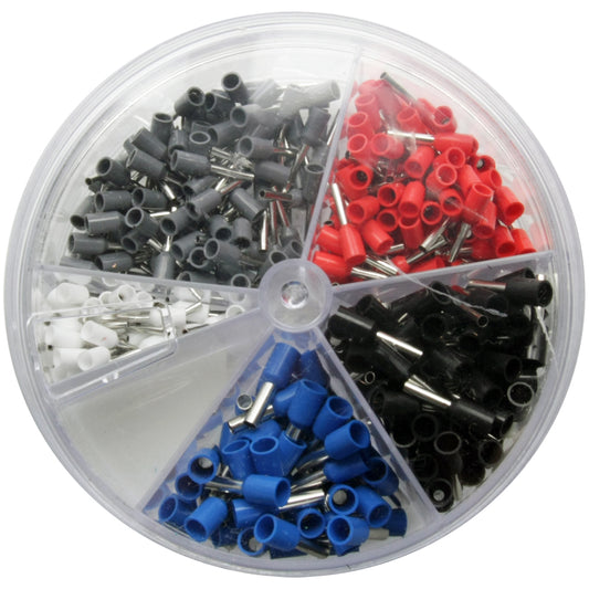 400 x Aderendhülsen-Sortiment Set- isoliert - Querschnitt 0,5-2.5mm² Länge 8 mm