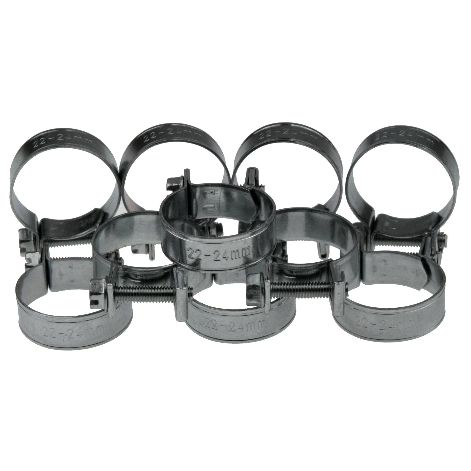 10 x Mini Schlauchklemmen-Sortiment Rundziehende Schlauchschellen Satz 22-24 mm