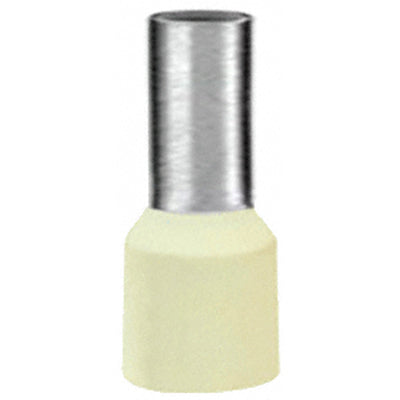 100 x Aderendhülsen-Sortiment - ELFENBEIN - isoliert - 10,0qmm / 10,0mm²  L 12mm