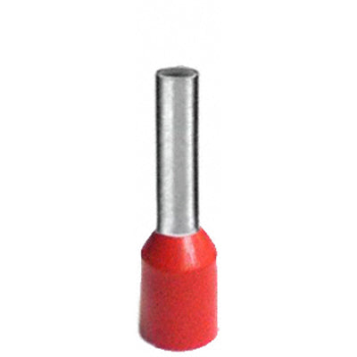 100 x Aderendhülsen-Sortiment - ROT- isoliert - 1,5qmm / 1,5mm²  Länge 8 mm