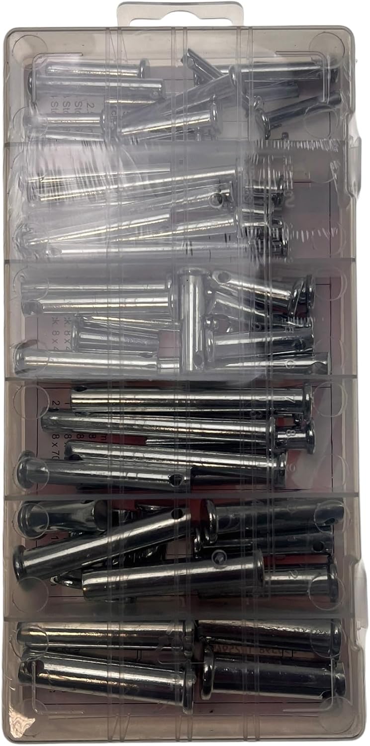Alkan Steckbolzen Sicherungsbolzen Sortiment 60-teilig 5-12mm verzinkt Splintaufnahme