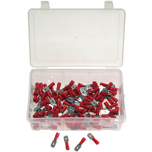100 x Kabelschuhe Presskabelschuhe Sortiment TYP FLACHSTECKER ROT 0,5-1,5 mm²