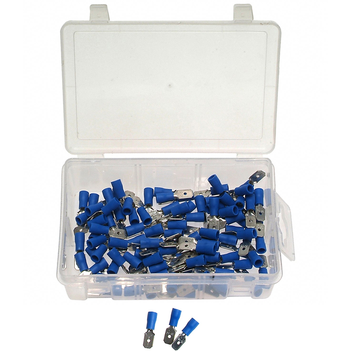 100 x Kabelschuhe Presskabelschuhe Sortiment TYP FLACHSTECKER BLAU 1,5-2,5 mm²