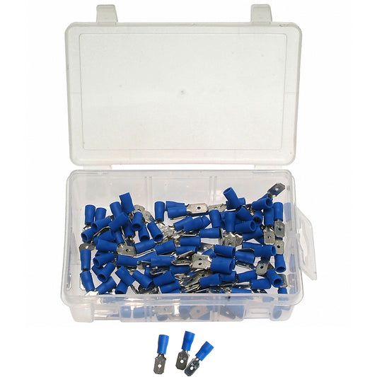 100 x Kabelschuhe Presskabelschuhe Sortiment TYP FLACHSTECKER BLAU 1,5-2,5 mm²