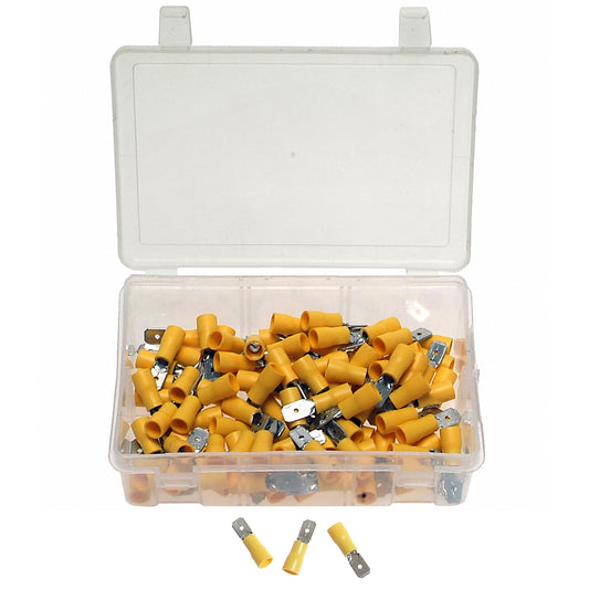 100 x Kabelschuhe Presskabelschuhe Sortiment TYP FLACHSTECKER GELB 4.0-6.0 mm²