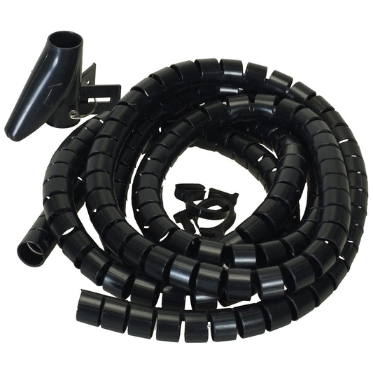 Flexible-Kabelspirale Spiralschlauch mit Einziehhilfe Ø 25 mm Länge 2.5m SCHWARZ