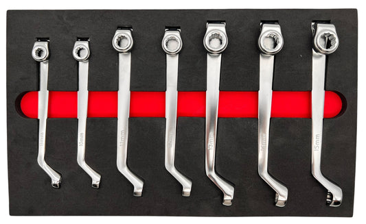 Doppel-Ringschlüssel Satz 8–15mm | CrV | Gelenk + gekröpft | flexibel | 7-tlg.