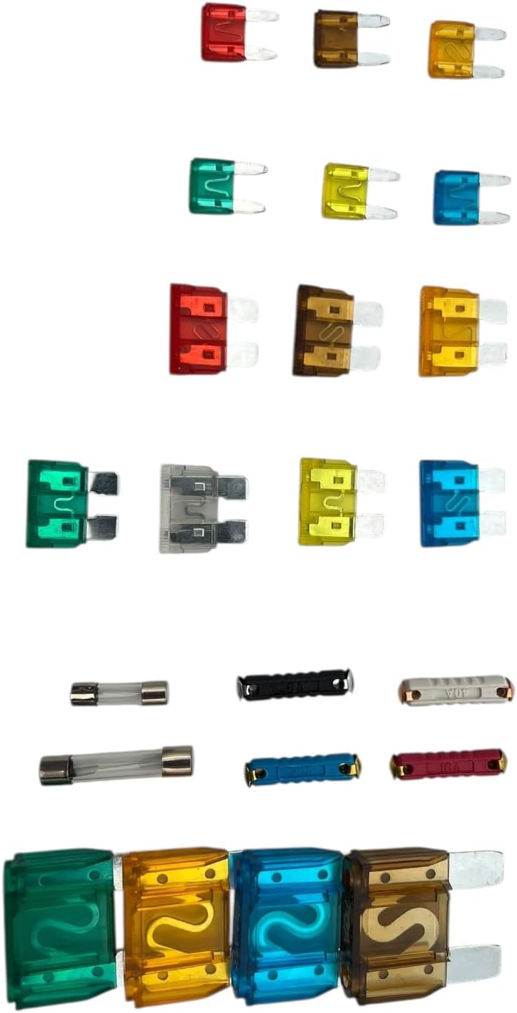 
Alkan KFZ Sicherungen Sortiment 147-tlg 2A-70A 12-24V Set | Mini, Standard, Maxi, Glas und Torpedo Sicherungen, farbkodiert in Klarsicht-Sortimentsbox