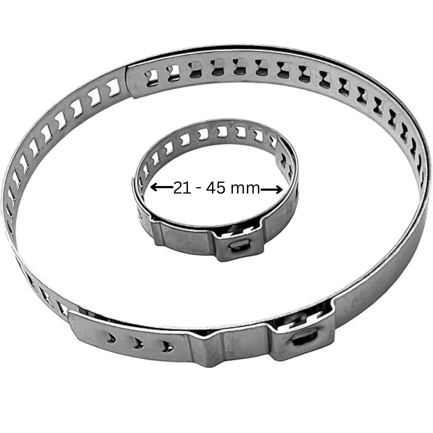 Schlauchschellen 1-Ohr Schlauchklemmen Set EDELSTAHL (VA2) 21-45mm  64-122mm